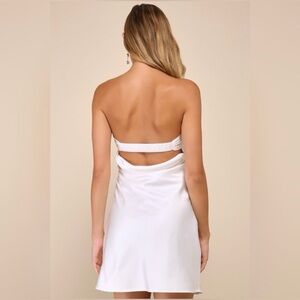 NWT LULU’S Strapless Open Low Back Satin White/Off White Short Dress graduation